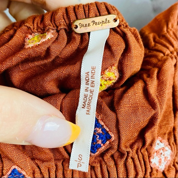 Free People Burnt Orange Embroidered Boho Dress - Picture 10 of 11